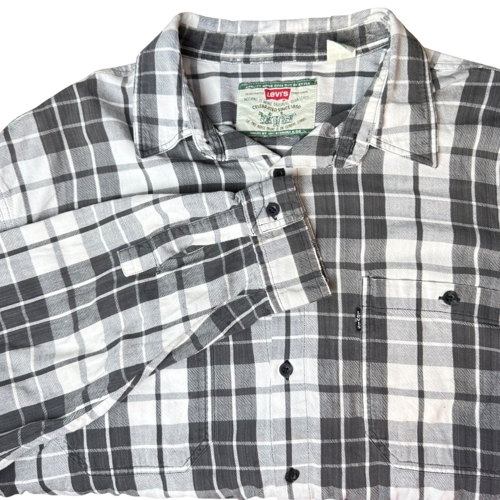 Levi's Plaid Button Down Modern Authentics Shirt Mens XL Grey Heritage Outdoorsy